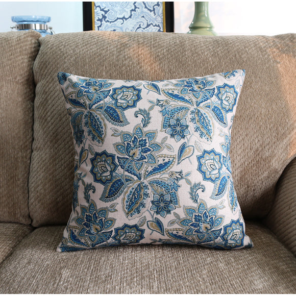 Galaxy Blue Floral Cushion Cover