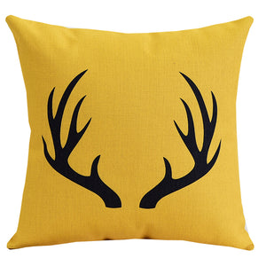 Antlers On Yellow Cushion Cover