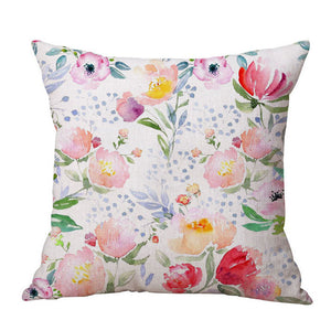Water Colour Poppies and Lotus cushion cover